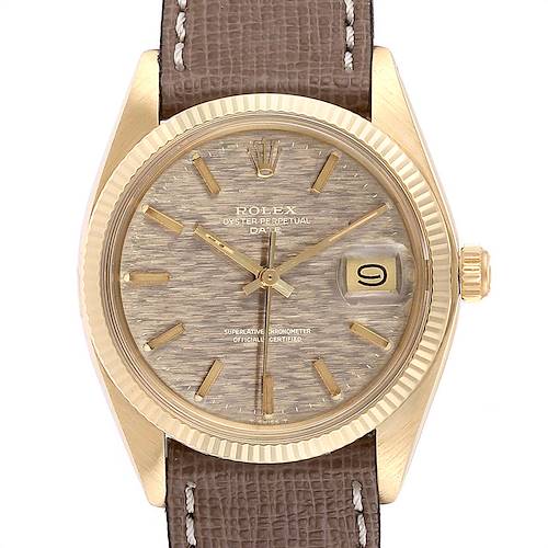 Photo of Rolex Date Yellow Gold Bronze Brick Dial Vintage Mens Watch 1503