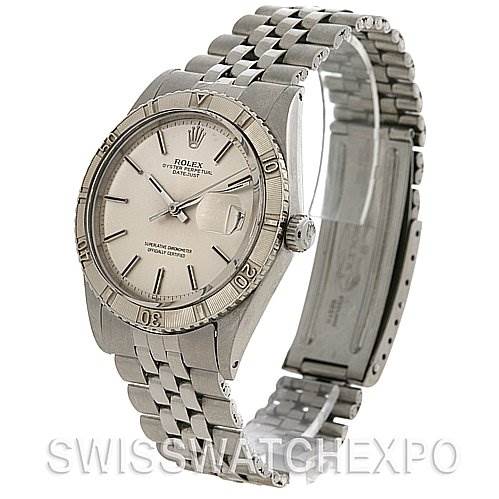 The image shows a Rolex Vintage Collection 1625 Men's Stainless Steel Silver Dial 1625 Men's Stainless Steel Silver Dial watch at a three-quarter angle, highlighting the dial, bezel, and bracelet.