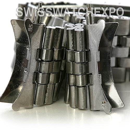 The image shows a close-up of the metal bracelet links and pin attachments of a Rolex Vintage Collection 1625 Men's Stainless Steel Silver Dial 1625 Men's Stainless Steel Silver Dial watch.