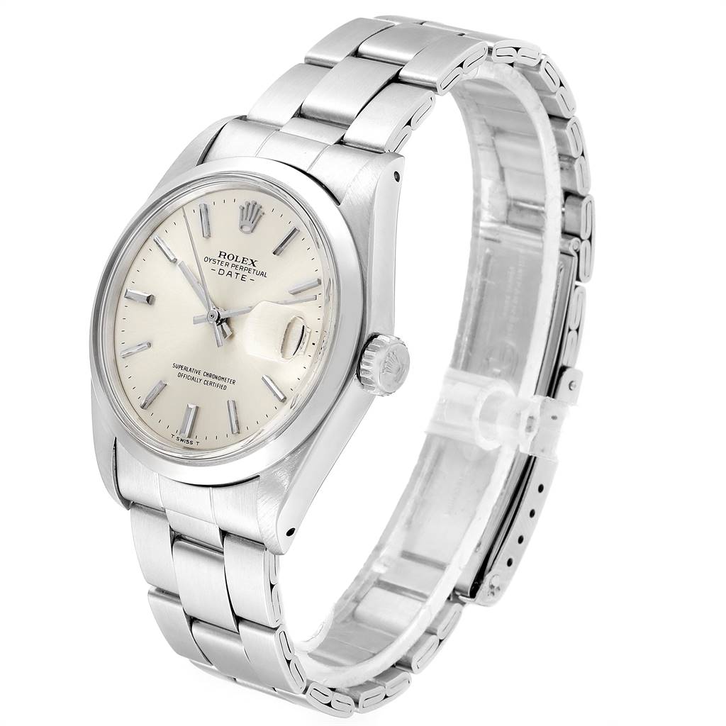 The Rolex Vintage Collection 1500 Men's Stainless Steel Silver Dial 1500 Men's Stainless Steel Silver Dial model watch is shown at a slight angle, highlighting the face, bezel, crown, and bracelet.