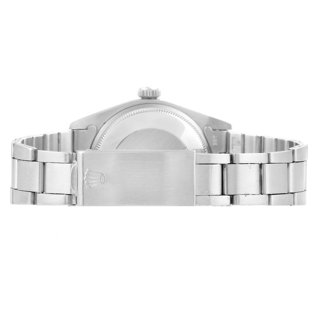 This image shows the back view of the Rolex Vintage Collection 1500 Men's Stainless Steel Silver Dial 1500 Men's Stainless Steel Silver Dial watch, highlighting the clasp and bracelet.