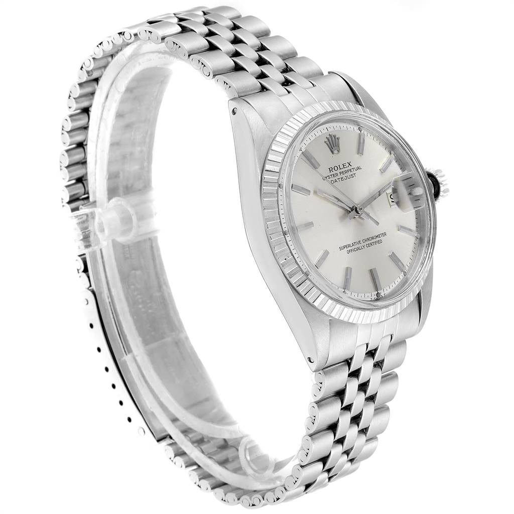 The Rolex Vintage Collection 1603 Men's Stainless Steel Silver Dial 1603 Men's Stainless Steel Silver Dial watch is displayed at an angle showing the face, bezel, crown, and bracelet.