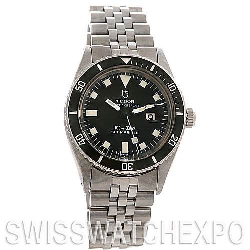 The Tudor Submariner 90910 Men's Stainless Steel Black Dial 90910 Men's Stainless Steel Black Dial watch is shown from the front, displaying the dial, bezel, crown, and stainless steel bracelet.