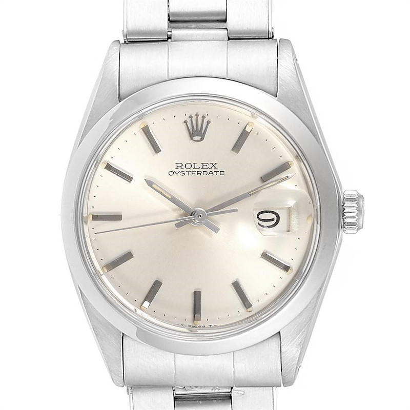 Rolex OysterDate Precision Silver Dial Oyster Bracelet Vintage Watch 6694 SwissWatchExpo