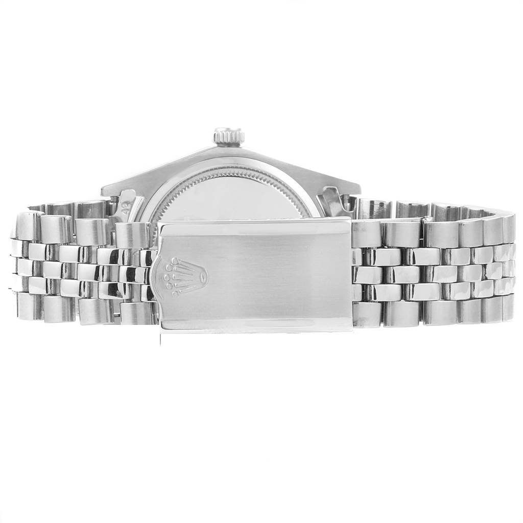 This image shows the back and bracelet of a Rolex Vintage Collection 6694 Men
s Stainless Steel Silver Dial 6694 Men
s Stainless Steel Silver Dial watch with a folded clasp.