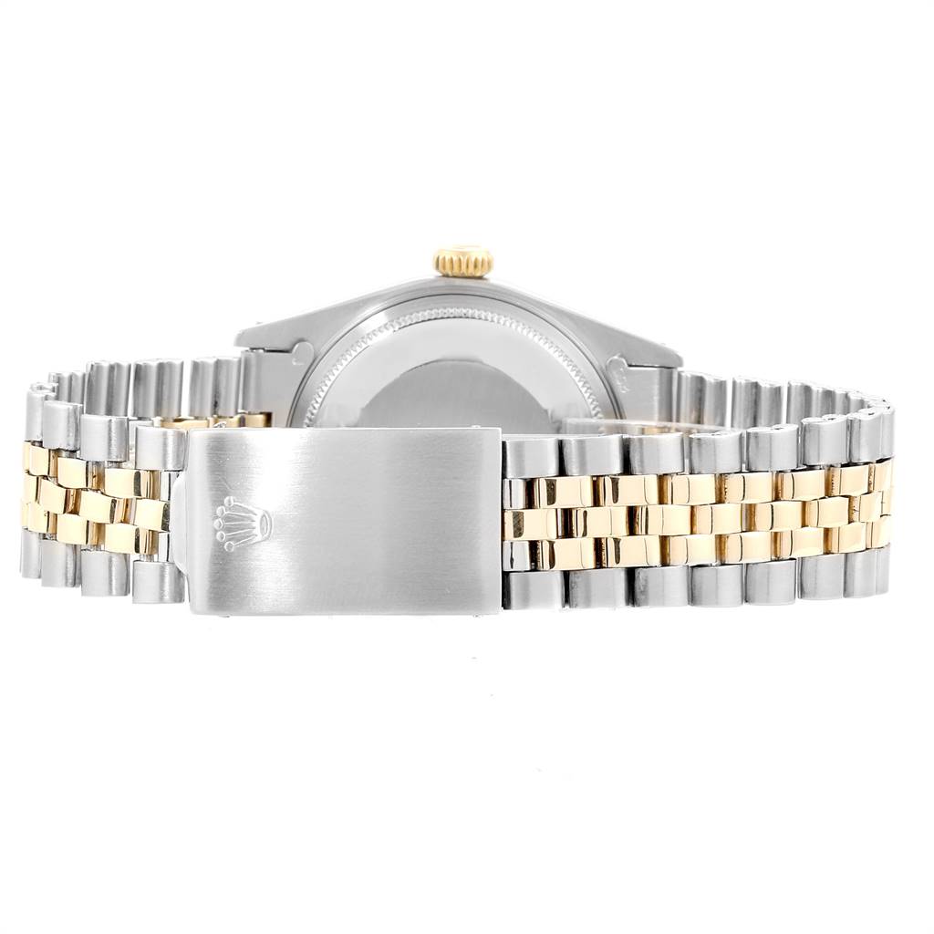 The image shows the back side and clasp of a Vintage Collection Rolex watch, highlighting its two-tone metal bracelet.