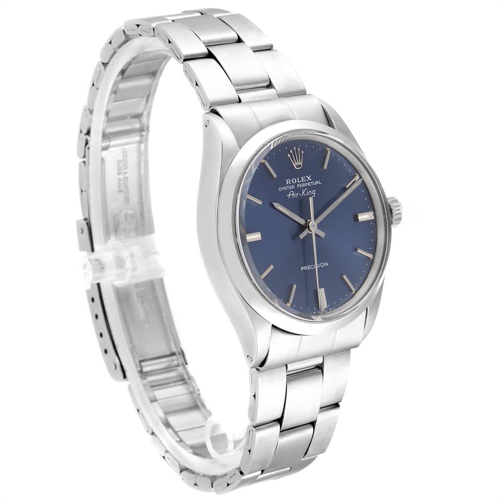 The Rolex Vintage Collection 5500 Men's Stainless Steel Blue Dial 5500 Men's Stainless Steel Blue Dial model is shown at a three-quarter angle featuring the dial, bracelet, and case.