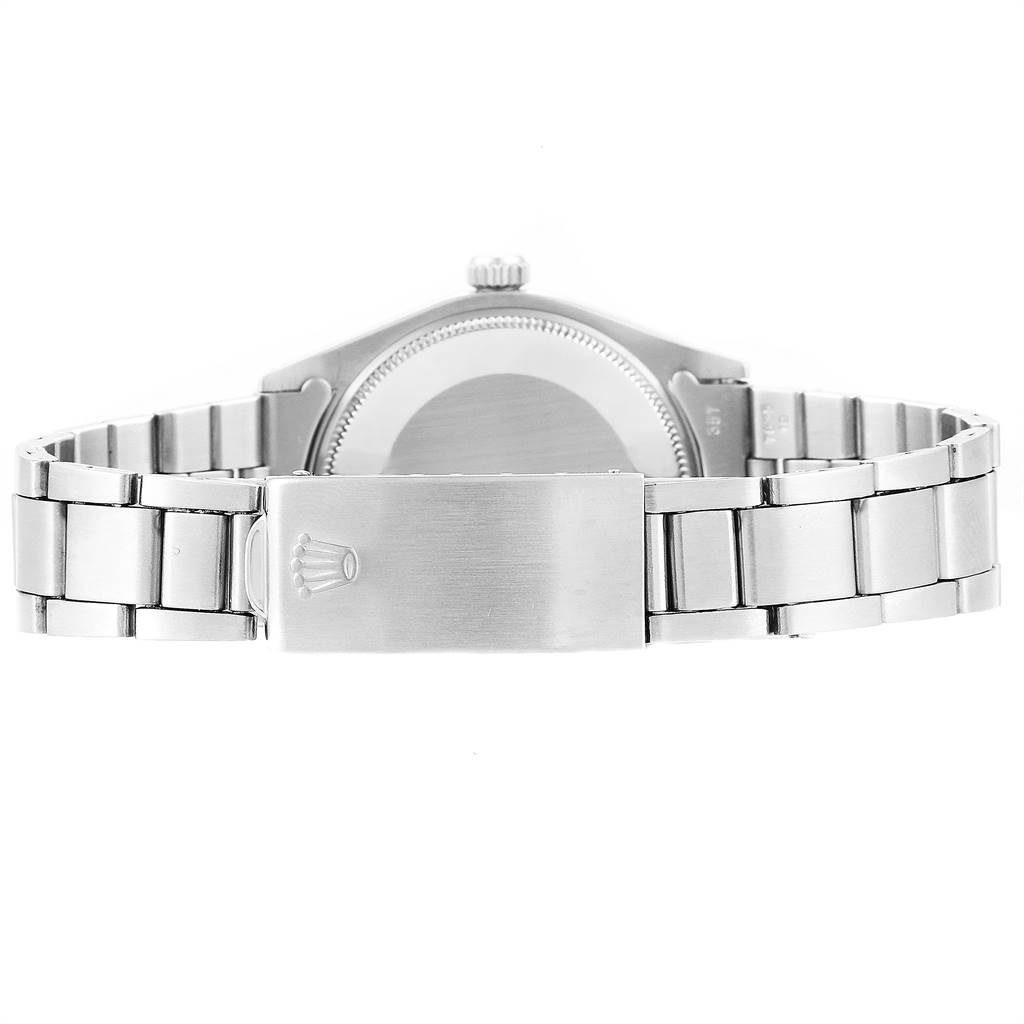 This image shows the back of a Rolex Vintage Collection 5500 Men's Stainless Steel Blue Dial 5500 Men's Stainless Steel Blue Dial watch, focusing on the bracelet and clasp.