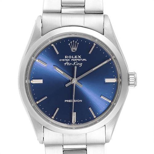 Photo of Rolex Air King Vintage Stainless Steel Blue Dial Mens Watch 5500