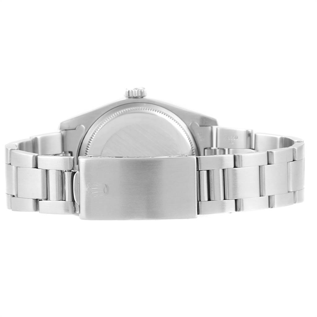The image shows the back view of a Rolex Vintage Collection 1500 Men's Stainless Steel Silver Dial 1500 Men's Stainless Steel Silver Dial watch, highlighting the clasp, bracelet, and case back.