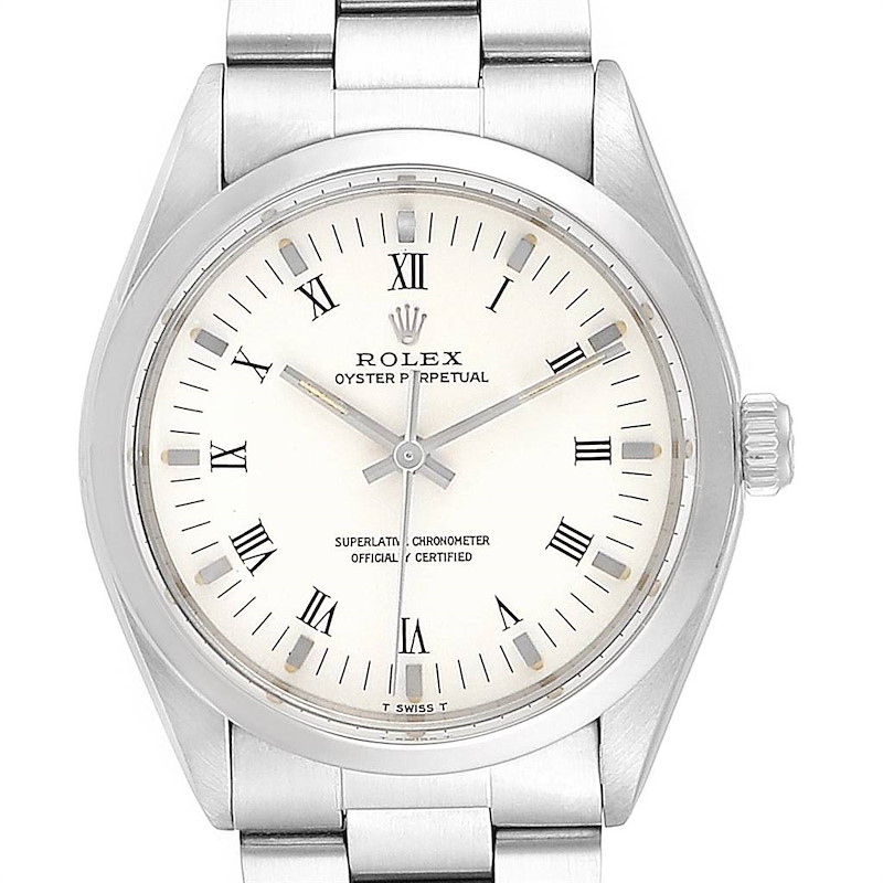 Rolex Oyster Perpetual White Dial Vintage Steel Mens Watch 1002 SwissWatchExpo