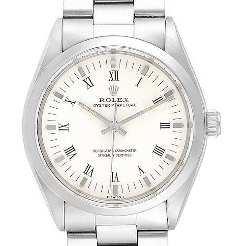 Photo of Rolex Oyster Perpetual White Dial Vintage Steel Mens Watch 1002