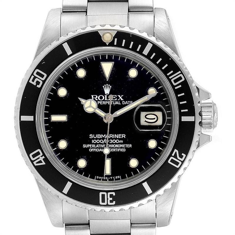 Rolex Submariner Date Steel Mens Vintage Watch 16800 Box SwissWatchExpo