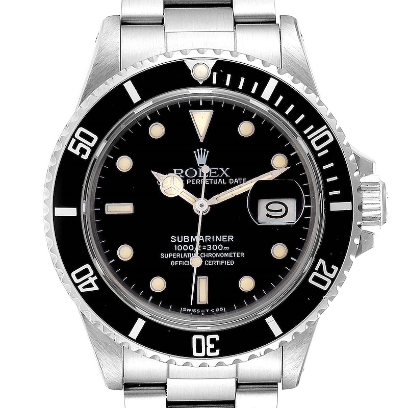 Rolex Submariner Date Steel Mens Vintage Watch 16800 Box SwissWatchExpo