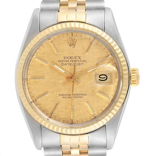 Photo of Rolex Datejust 36 Steel Yellow Gold Linen Dial Vintage Mens Watch 16013