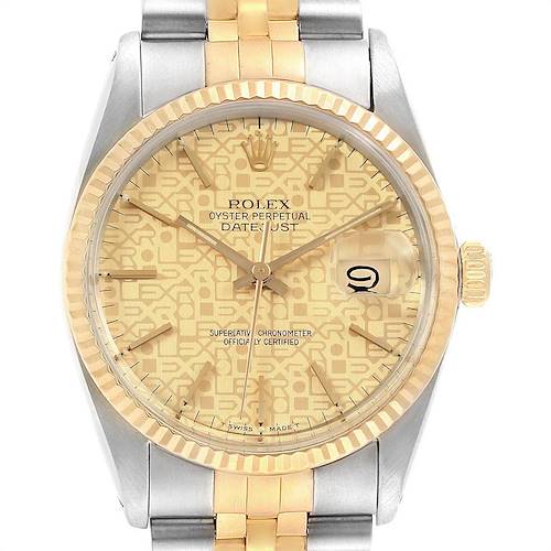 Photo of Rolex Datejust Steel Yellow Gold Anniversary Dial Vintage Mens Watch 16013
