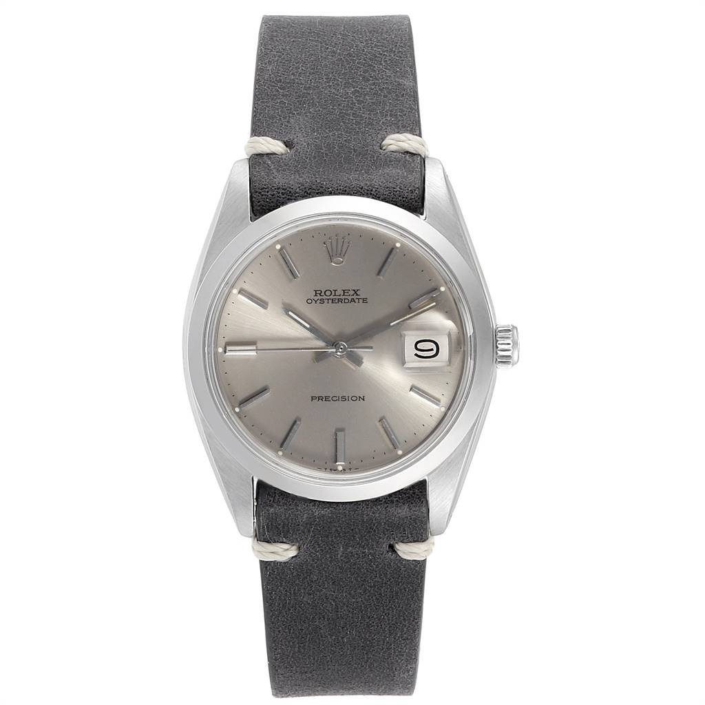 This image shows the front view of a Rolex Vintage Collection 6694 Men's Stainless Steel Grey Dial 6694 Men's Stainless Steel Grey Dial Oysterdate watch.