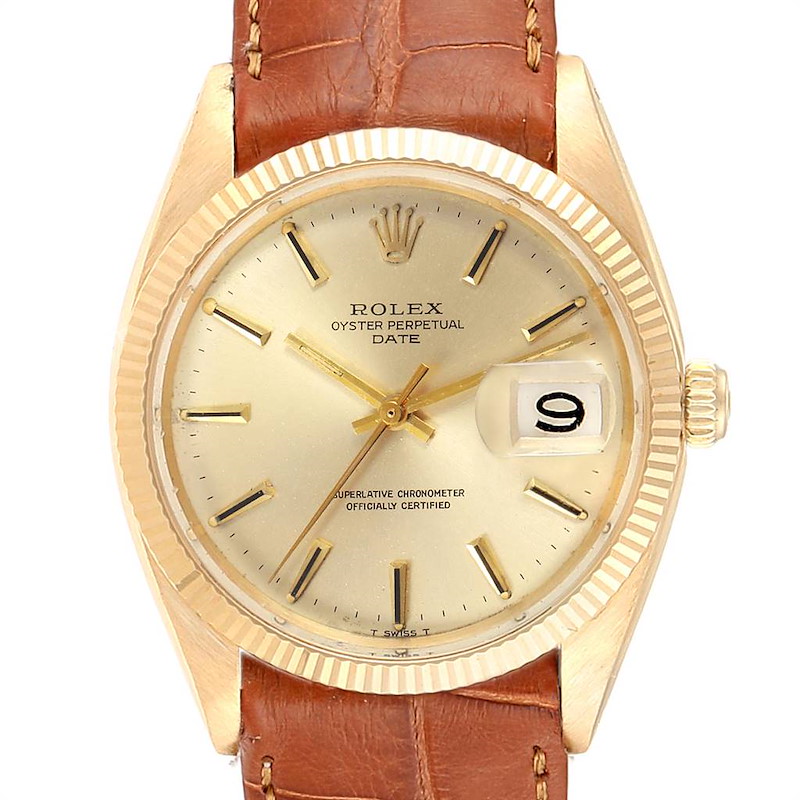 Rolex Date 14K Yellow Gold Automatic Vintage Mens Watch 1503 SwissWatchExpo