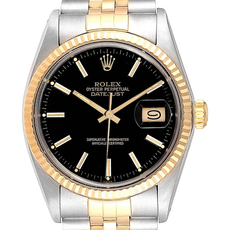 Rolex Datejust Steel Yellow Gold Vintage Mens Watch 16013 Box Papers SwissWatchExpo