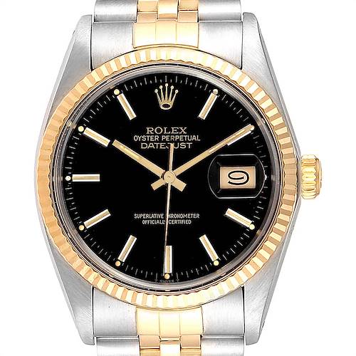 Photo of Rolex Datejust Steel Yellow Gold Vintage Mens Watch 16013 Box Papers