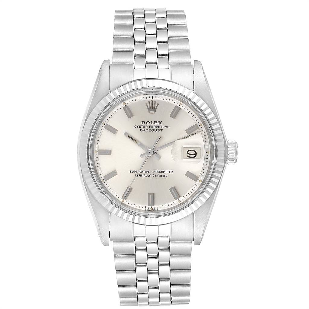 The Rolex Vintage Collection 1601 Men's Stainless Steel Silver Dial 1601 Men's Stainless Steel Silver Dial watch is shown from a front angle, displaying the dial, bracelet, and crown.