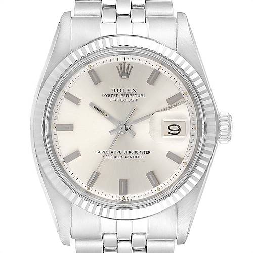 Photo of Rolex Datejust Steel White Gold Silver Dial Vintage Mens Watch 1601