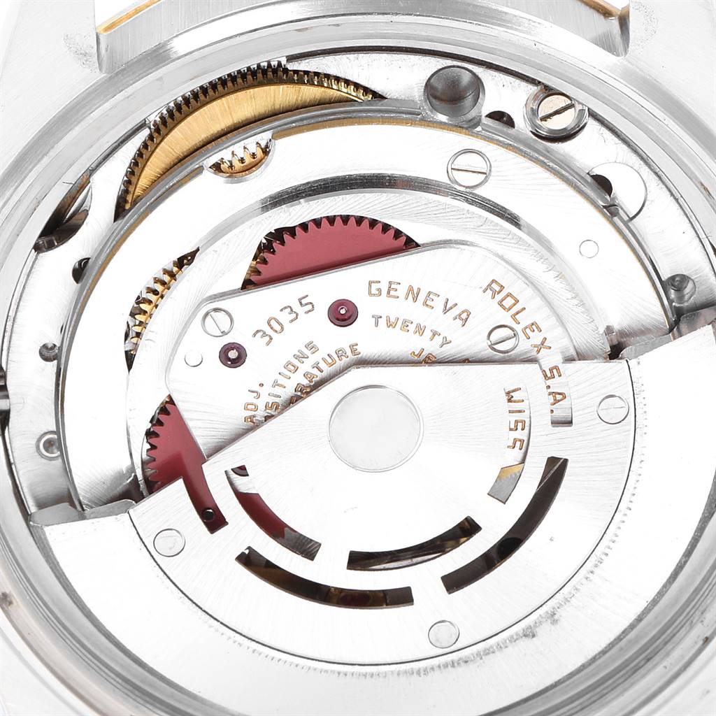 This image shows a close-up of the internal mechanism of a Vintage Collection model by Rolex.
