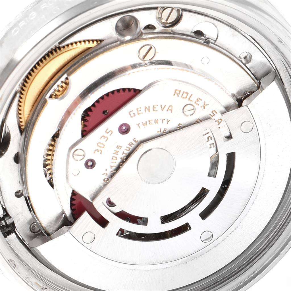This image shows the internal movement mechanism of the Vintage Collection Rolex watch, viewed from the back.