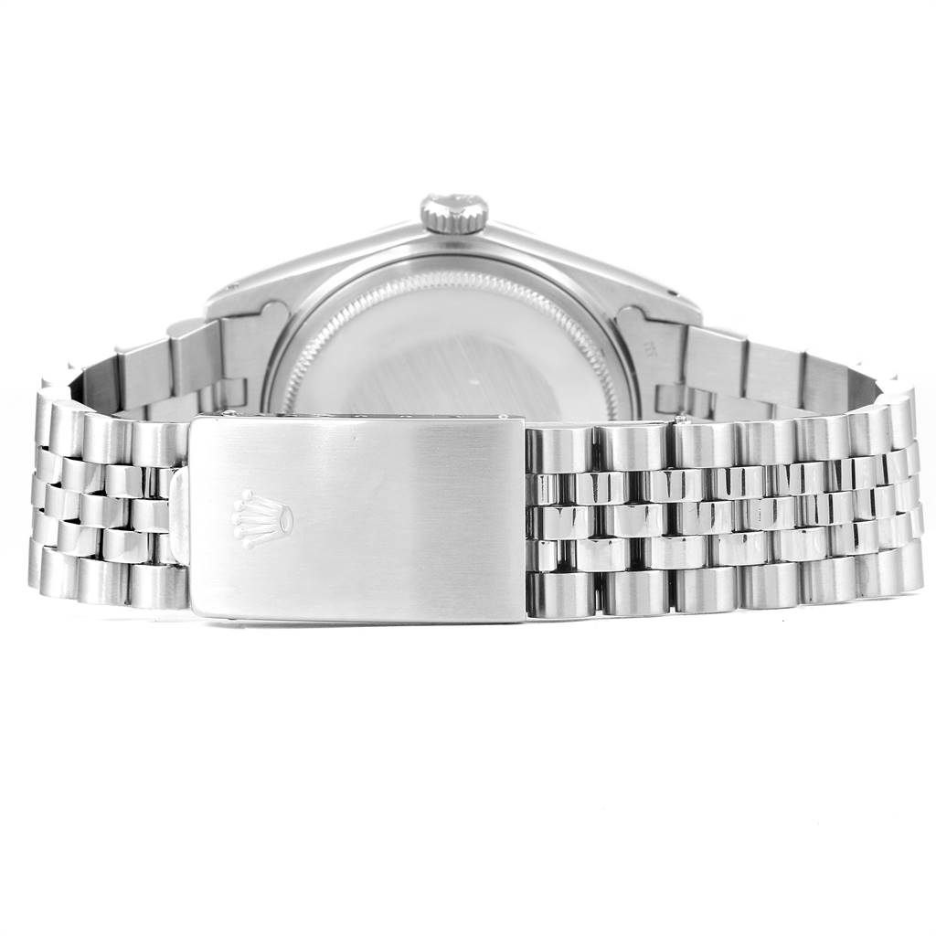 This image shows the back view of the Rolex Vintage Collection 16014 Men's Stainless Steel Silver Dial 16014 Men's Stainless Steel Silver Dial watch, focusing on the case back and clasp.