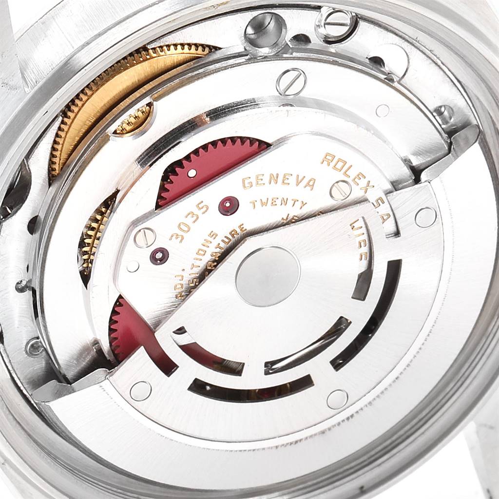 This close-up image shows the internal mechanical movement and parts of the Rolex Vintage Collection 16014 Men's Stainless Steel Silver Dial 16014 Men's Stainless Steel Silver Dial watch model.