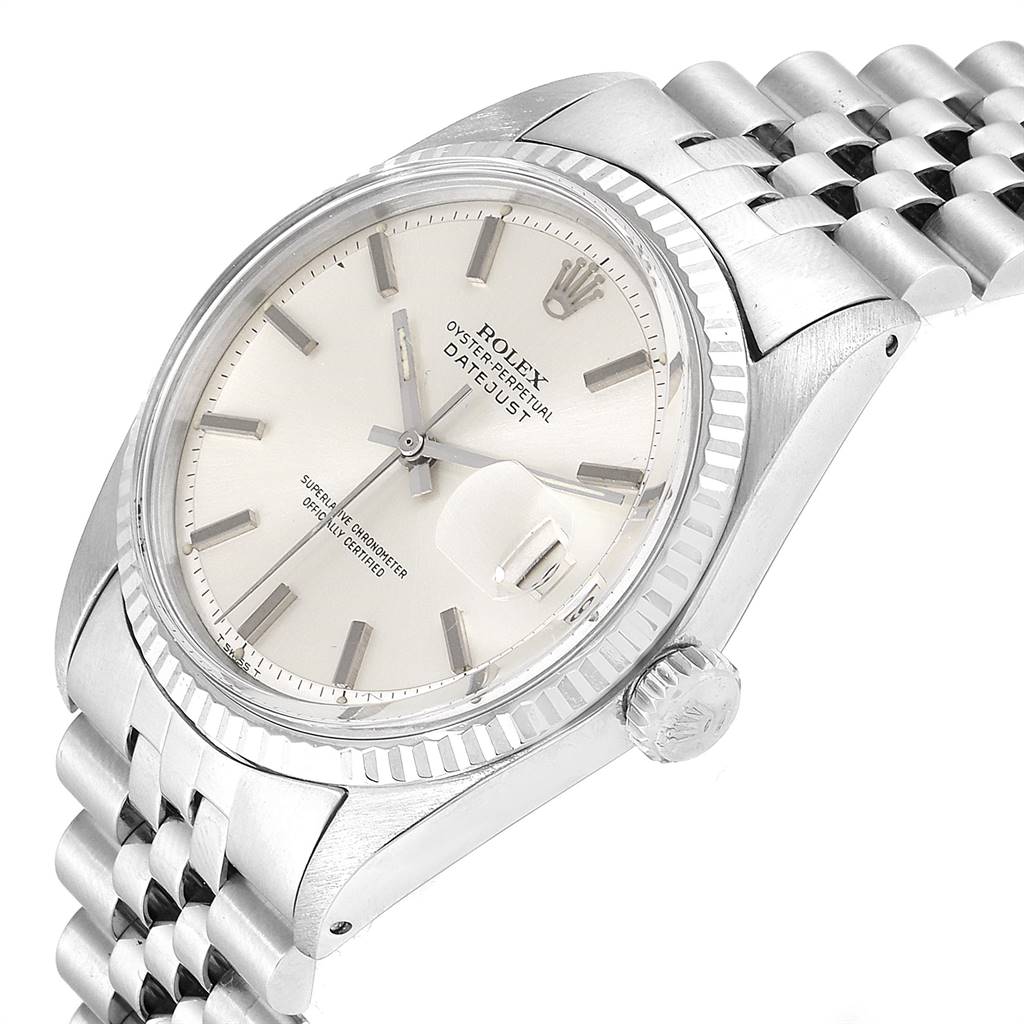Rolex Datejust Steel White Gold Silver Dial Vintage Mens Watch 1601 ...