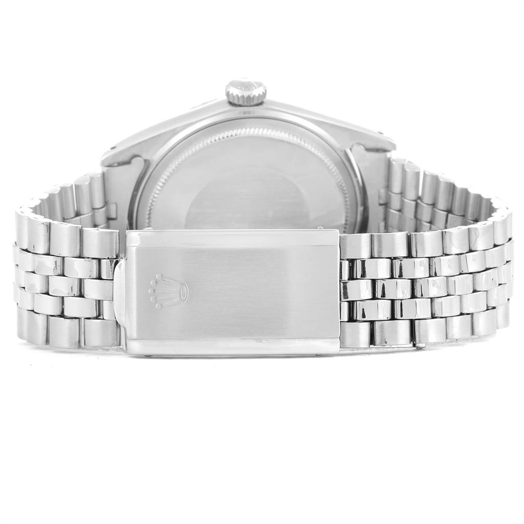 The Vintage Collection model by Rolex is shown from the back, highlighting the case, bracelet, and clasp.