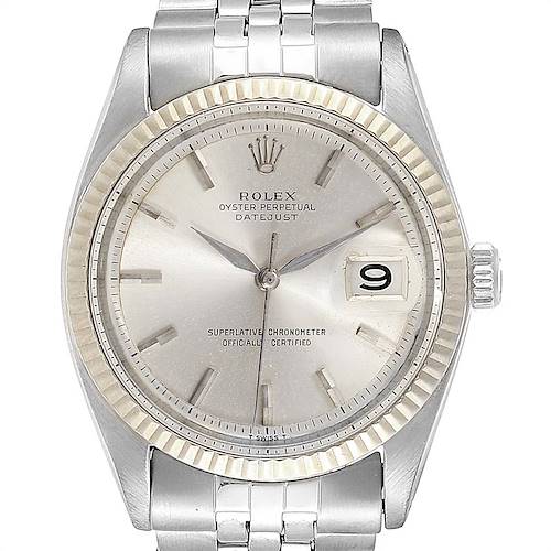 Photo of Rolex Datejust Steel White Gold Silver Dial Vintage Mens Watch 1601