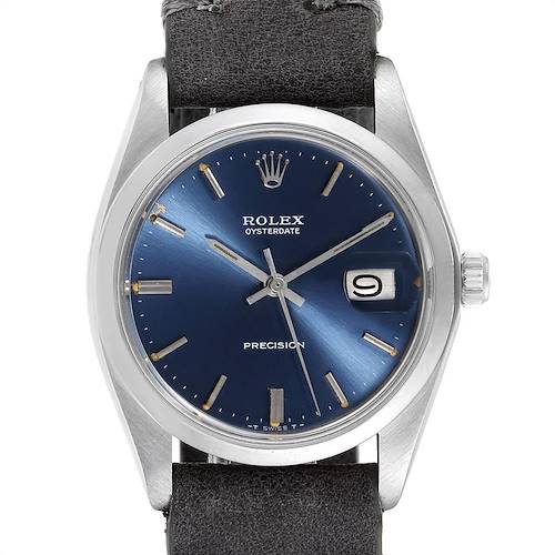 Photo of Rolex OysterDate Precision Blue Dial Steel Vintage Mens Watch 6694