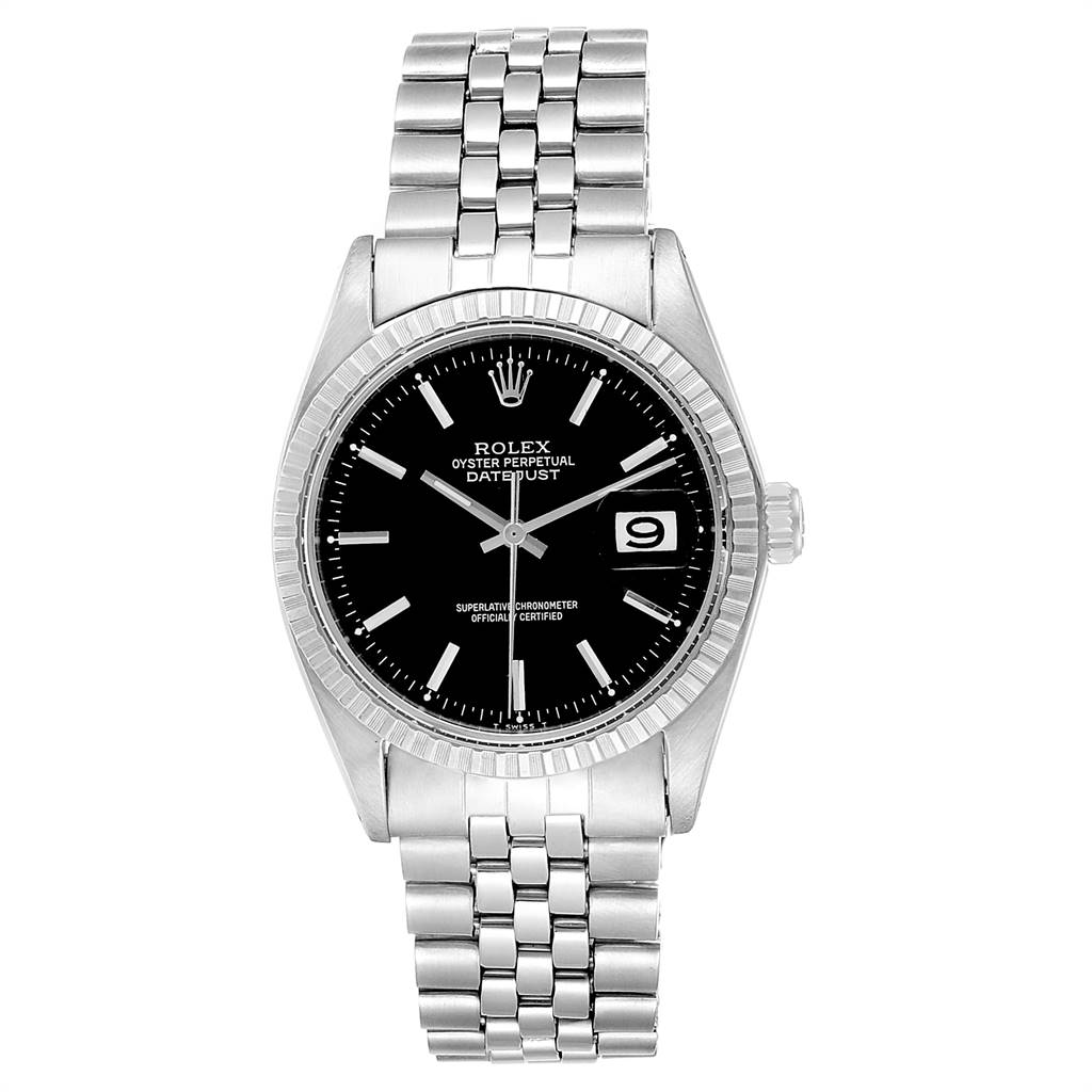 Rolex Datejust Black Dial Jubilee Bracelet Vintage Mens Watch 1603 ...