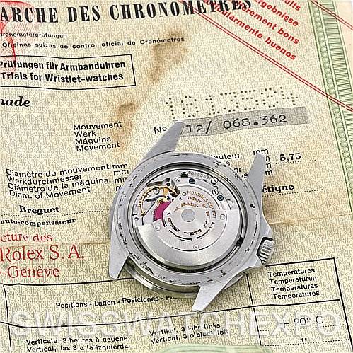 The image shows the back casing and internal mechanism of a Rolex Vintage Collection 1512 Men's Stainless Steel Black Dial 1512 Men's Stainless Steel Black Dial model, viewed from the case back angle.