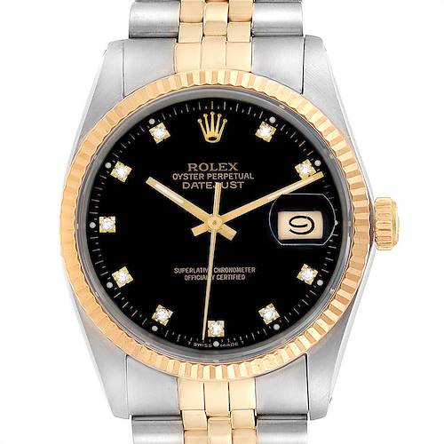 Photo of Rolex Datejust 36 Steel Yellow Gold Diamond Vintage Mens Watch 16013