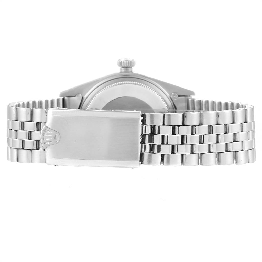 The image shows the back side and clasp of the Rolex Vintage Collection 1601 Men
s Stainless Steel Black Dial 1601 Men
s Stainless Steel Black Dial watch.