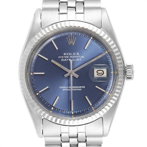Photo of Rolex Datejust Steel White Gold Blue Dial Vintage Mens Watch 1601