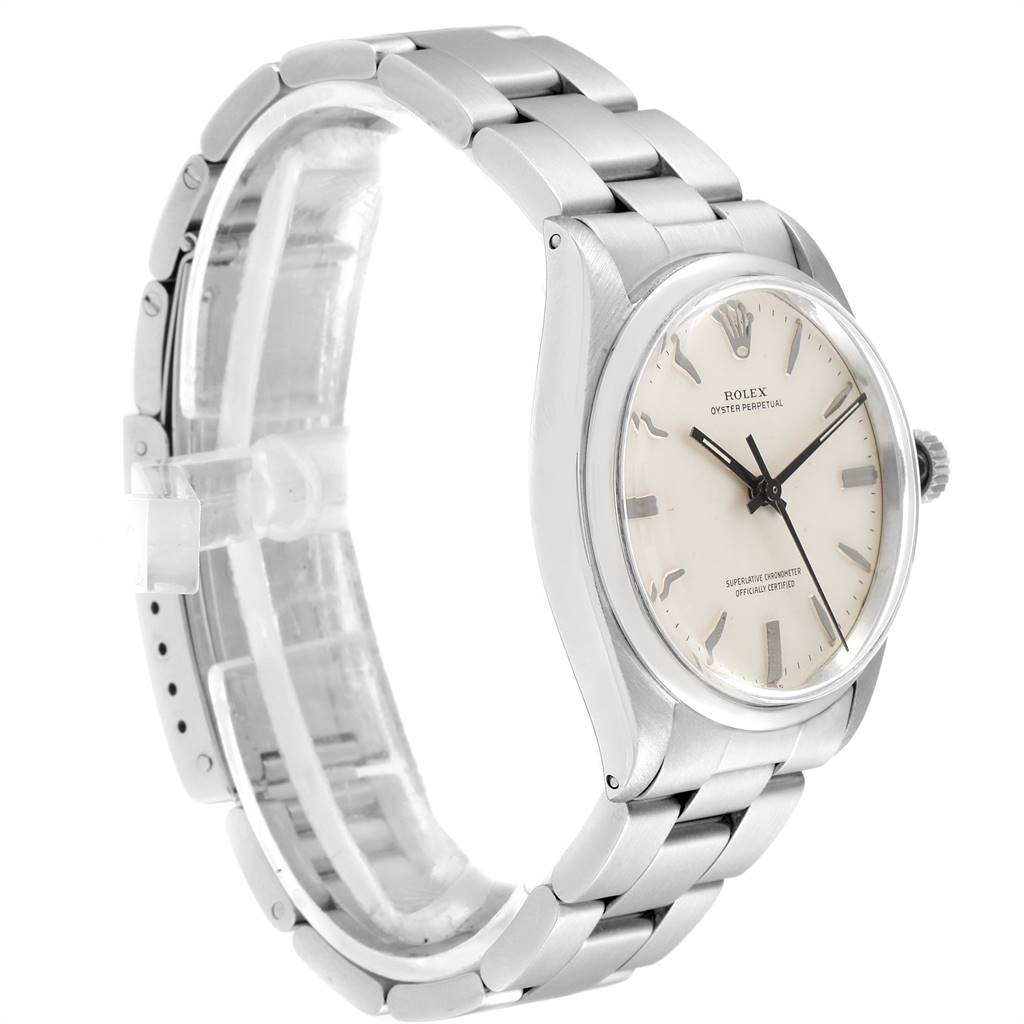 The Rolex Vintage Collection 1002 Men
s Stainless Steel Silver Dial 1002 Men
s Stainless Steel Silver Dial model is shown at a slight angle, displaying the watch face, case, crown, and band.