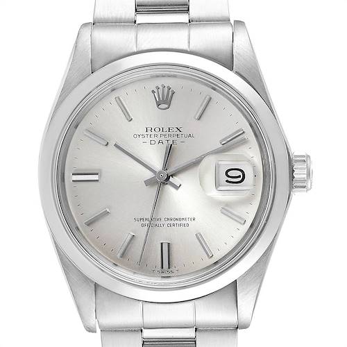 Photo of Rolex Date Silver Dial Domed Bezel Vintage Mens Watch 1500