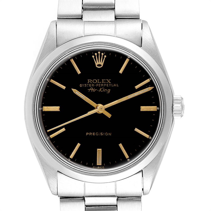 Rolex Air King Vintage Stainless Steel Black Dial Mens Watch 5500 SwissWatchExpo