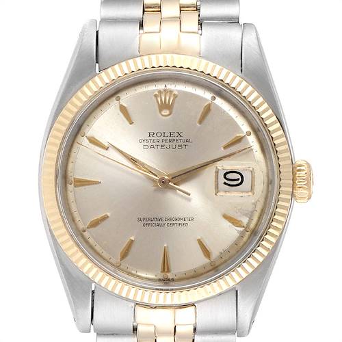 Photo of Rolex Datejust Steel Yellow Gold Pie Pan Dial Vintage Mens Watch 1601