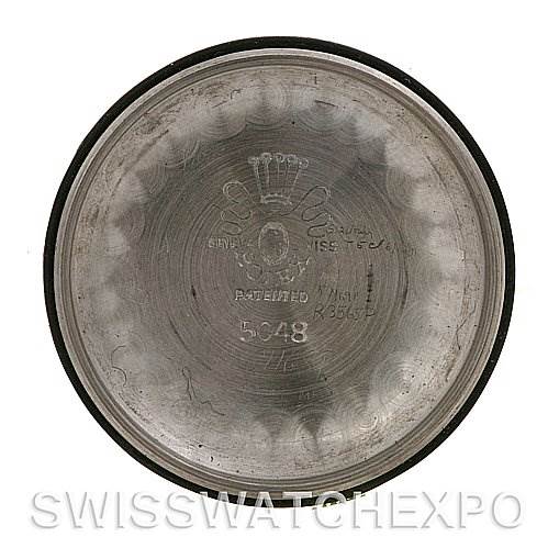 This image shows the inside case back of a Vintage Collection Rolex watch.