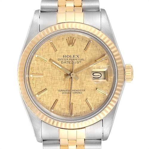 Photo of Rolex Datejust 36 Steel Yellow Gold Linen Dial Vintage Mens Watch 16013