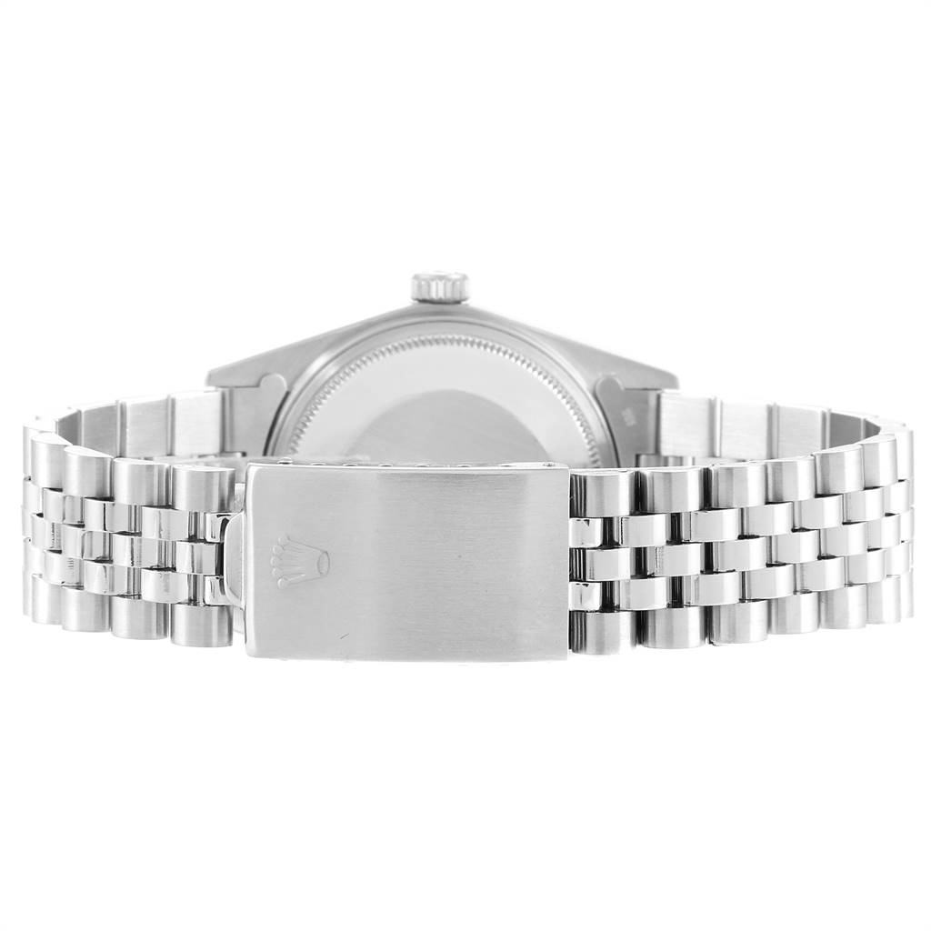 This image shows the back view of the Rolex Vintage Collection 16014 Men
s Stainless Steel Silver Dial 16014 Men
s Stainless Steel Silver Dial watch, featuring the case back and clasp of the bracelet.