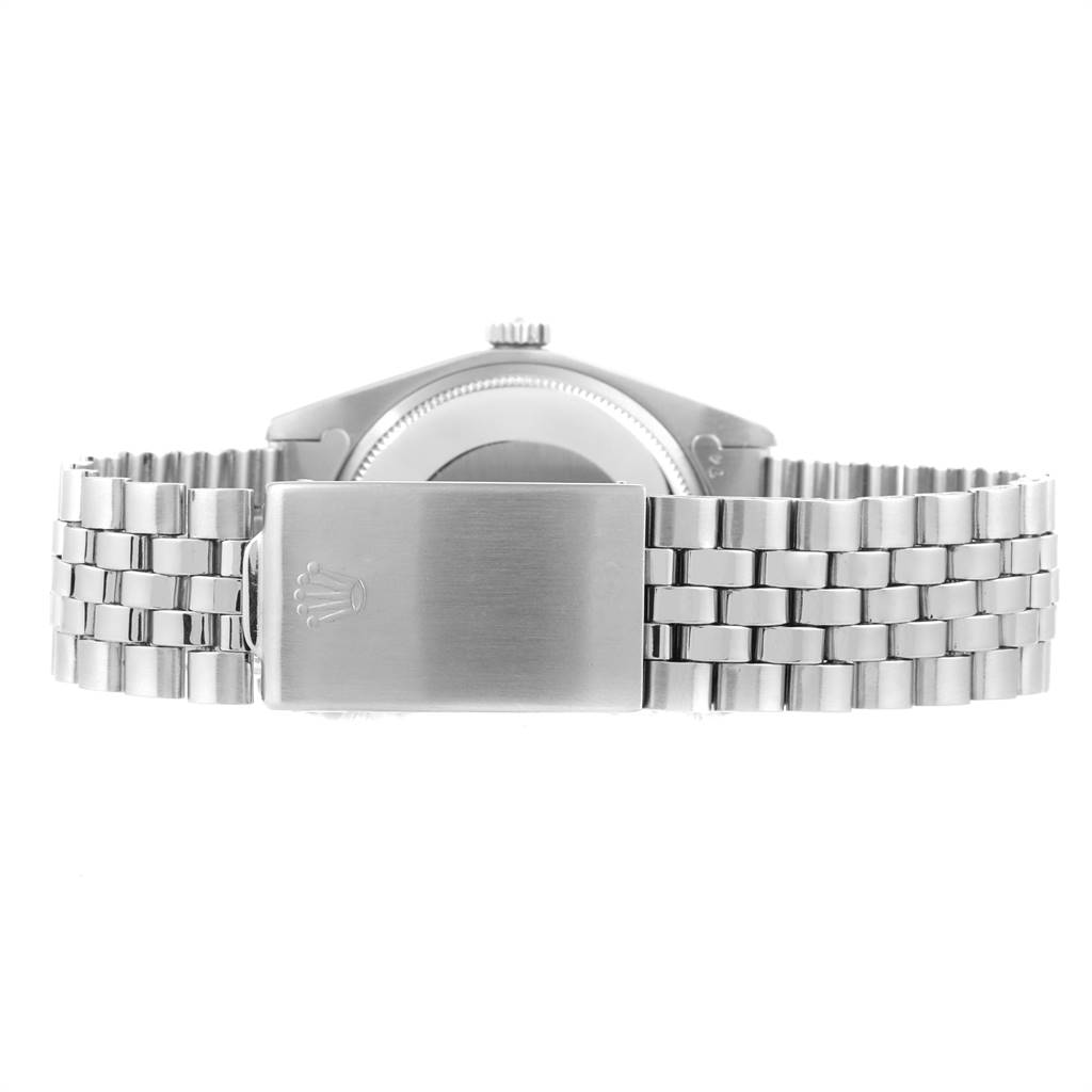 The image shows the back view, bracelet, and clasp of the Rolex Vintage Collection 1500 Men
s Stainless Steel Silver Dial 1500 Men
s Stainless Steel Silver Dial model watch.