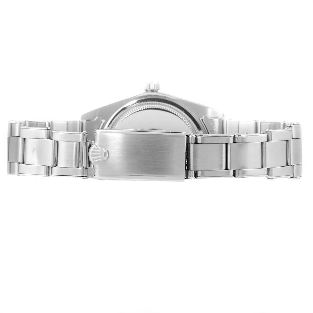 This image shows the back view and clasp mechanism of the Rolex Vintage Collection 6694 Men
s Stainless Steel Silver Dial 6694 Men
s Stainless Steel Silver Dial watch.