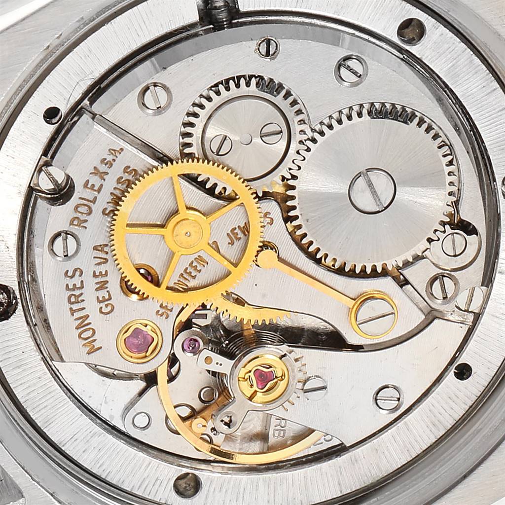 This image shows the internal mechanical movement of a Vintage Collection Rolex watch at a detailed angle.