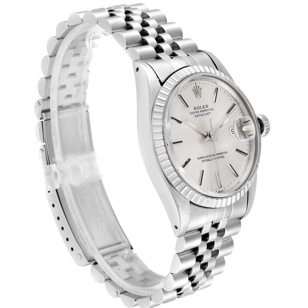 The Rolex Vintage Collection 16030 Men's Stainless Steel Silver Dial 16030 Men's Stainless Steel Silver Dial watch is angled to show the face, bezel, crown, and bracelet.